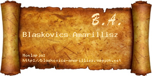 Blaskovics Amarillisz névjegykártya